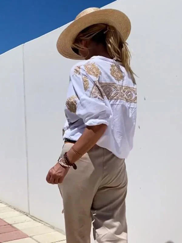 Lumirae – Classic Boho Embroidered Long-sleeved Shirt