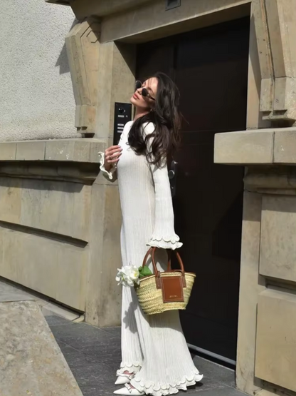 Tanja – Ruffle Hem Knitted Maxi Dress