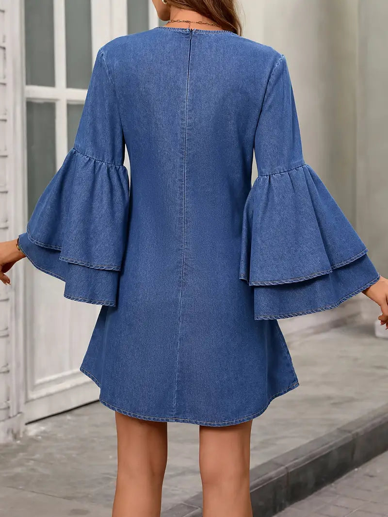 Ottilie – Bell Sleeves Denim Dress