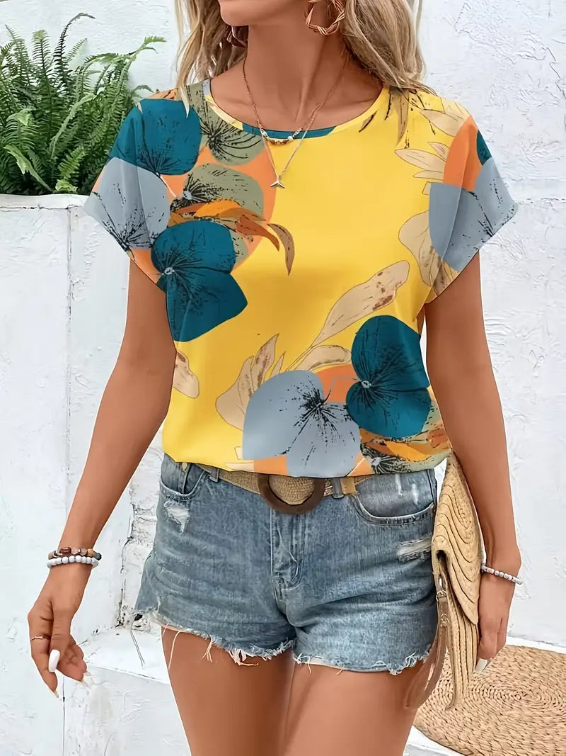 Amalthea – Round Neck Floral Print Blouse