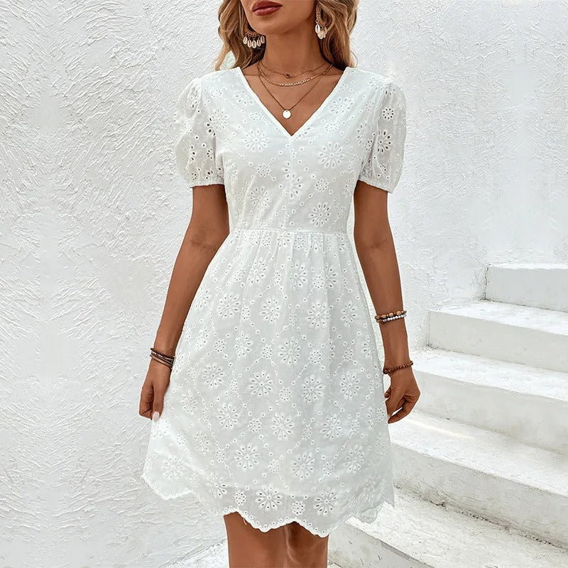Velmindra – Cotton Embroidered Mini Dress
