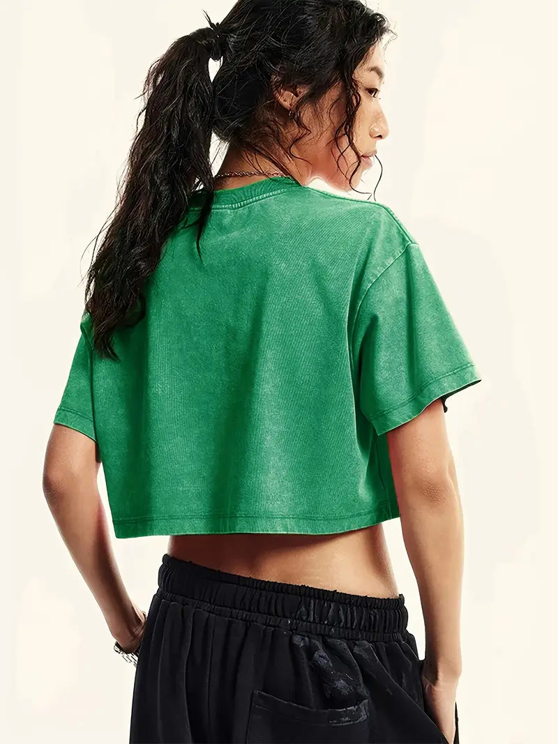 Lenore – Oversized Vintage Washed Crop T-Shirt