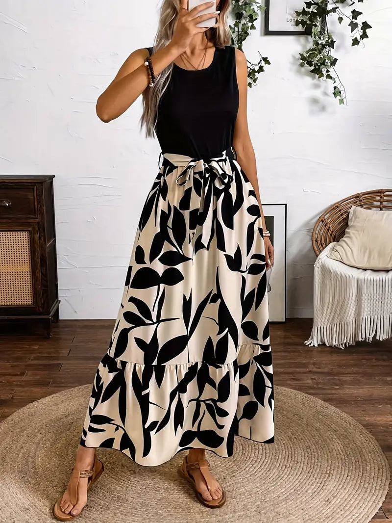 Tamisha – Sleeveless Black Top and Maxi Skirt Dress