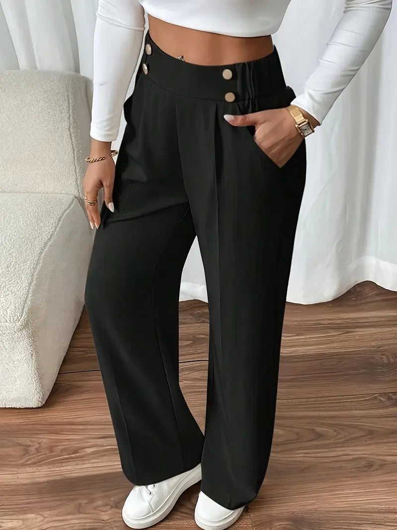Lethoria – Elegant High-waisted Wide-leg Trousers