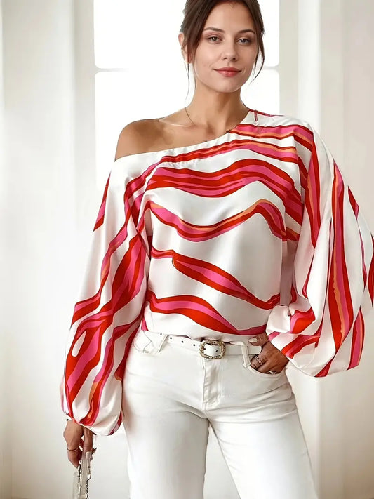 Ivora – Elegant One-shoulder Long-sleeved Blouse