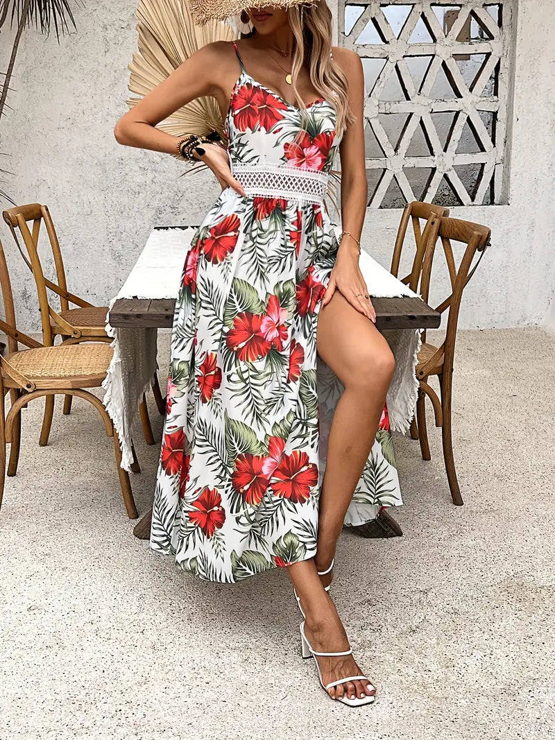 Fayora – Tropical Floral Print Maxi Dress