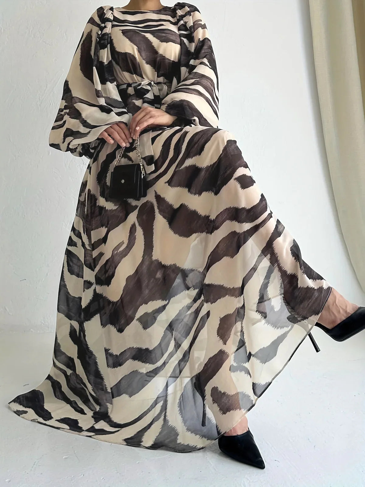 Elisire – Artistic Print Chiffon Maxi Dress