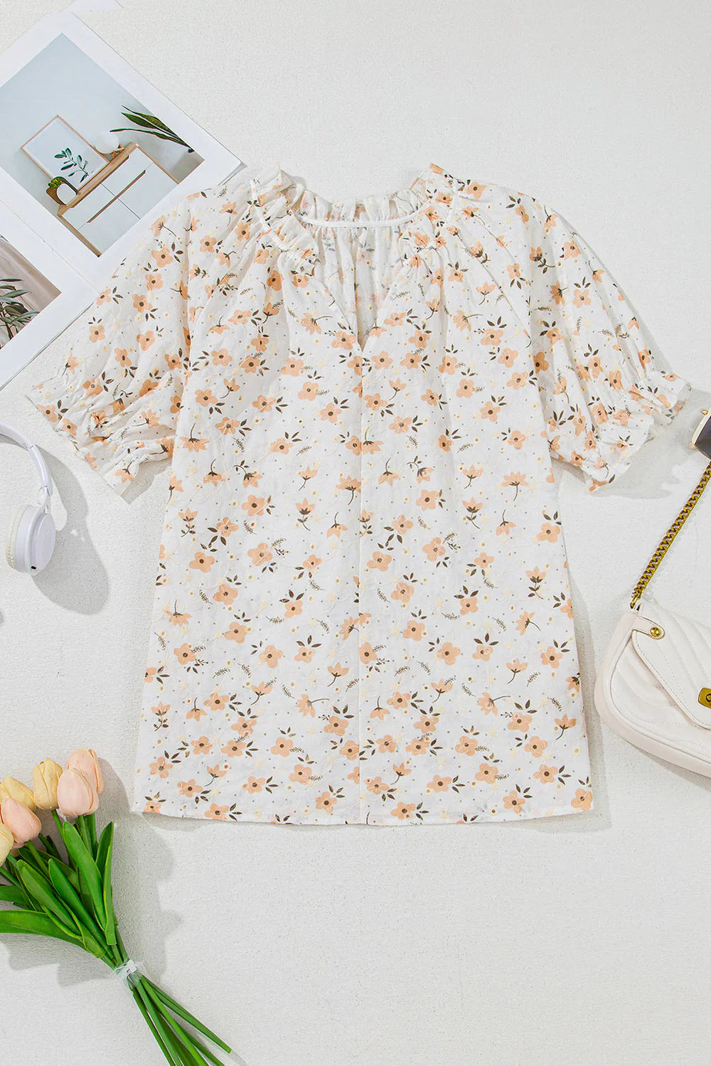Yshel – Floral Print Puff Sleeves Blouse