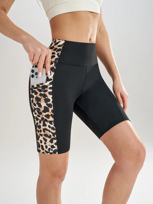 Sanguina – Leopard Print Biker Shorts with Pockets