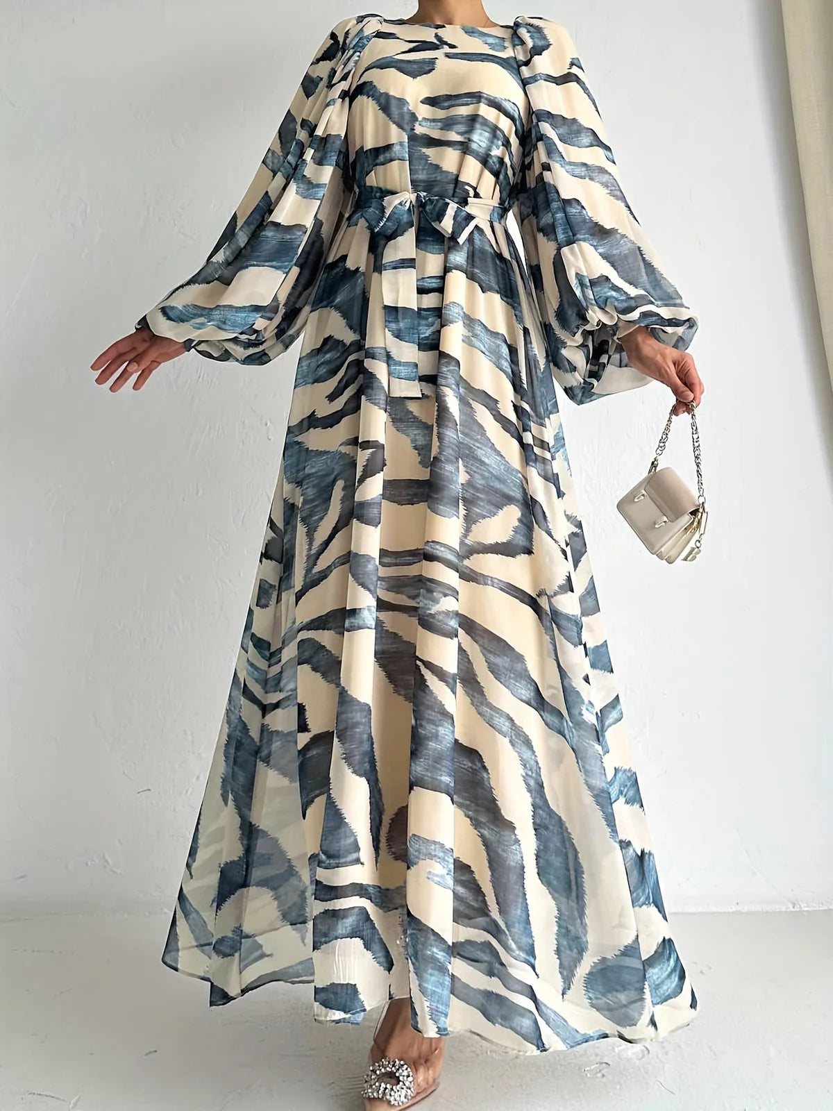 Elisire – Artistic Print Chiffon Maxi Dress
