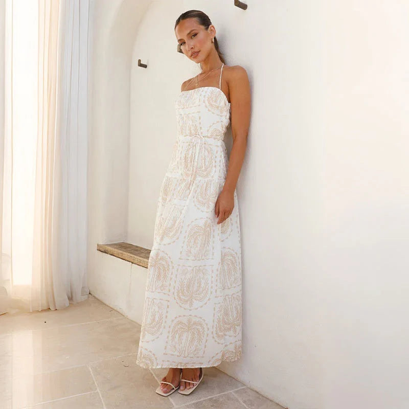Aquila – Cotton Linen Halterneck Maxi Dress