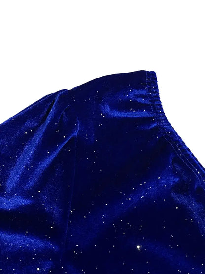 Laine - Elegantes One-Shoulder-Velvet Dress