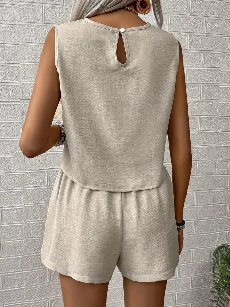 Calistae – Elegant Sleeveless Textures Lounge Set