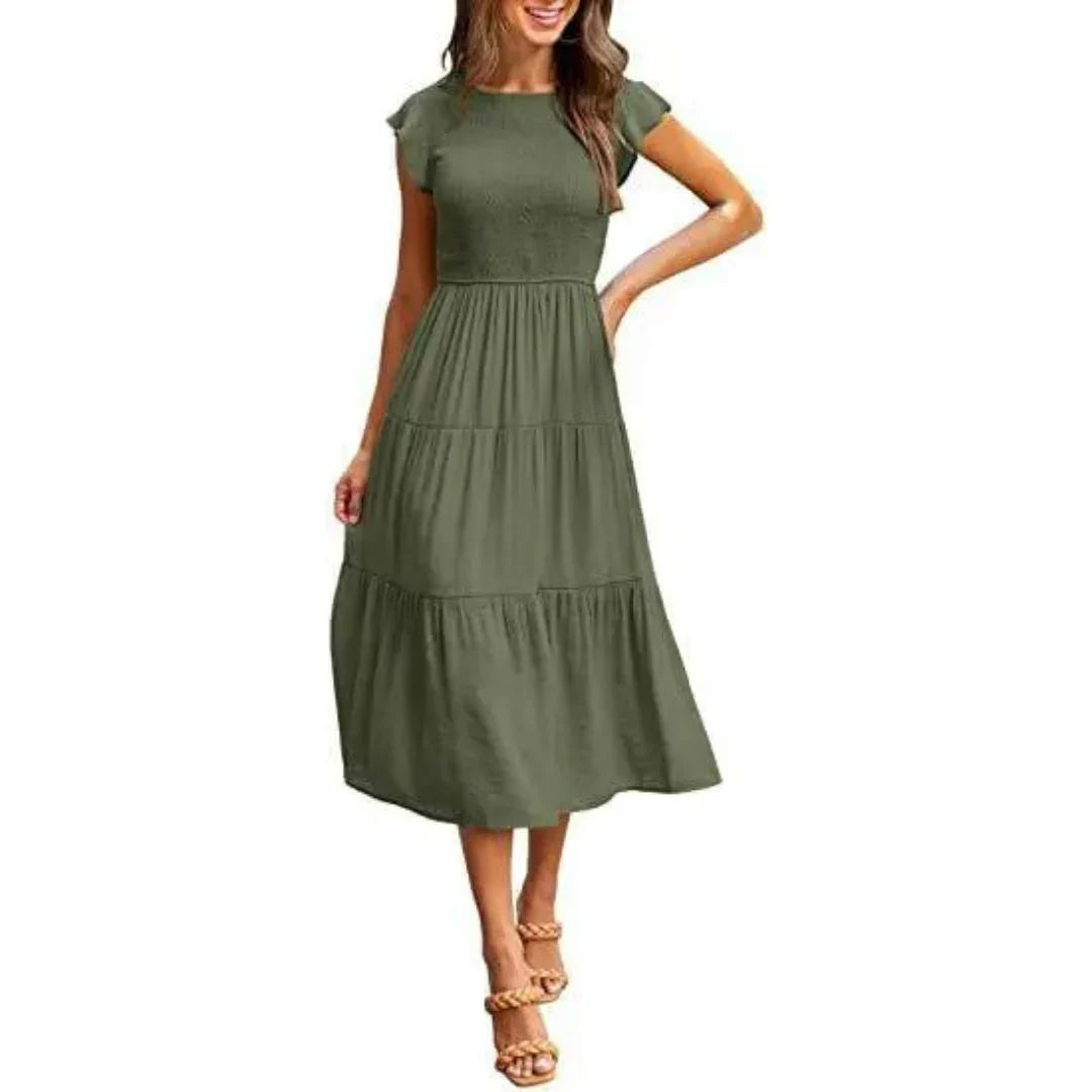 Paloma – Elegant Cotton Tiered Midi Dress