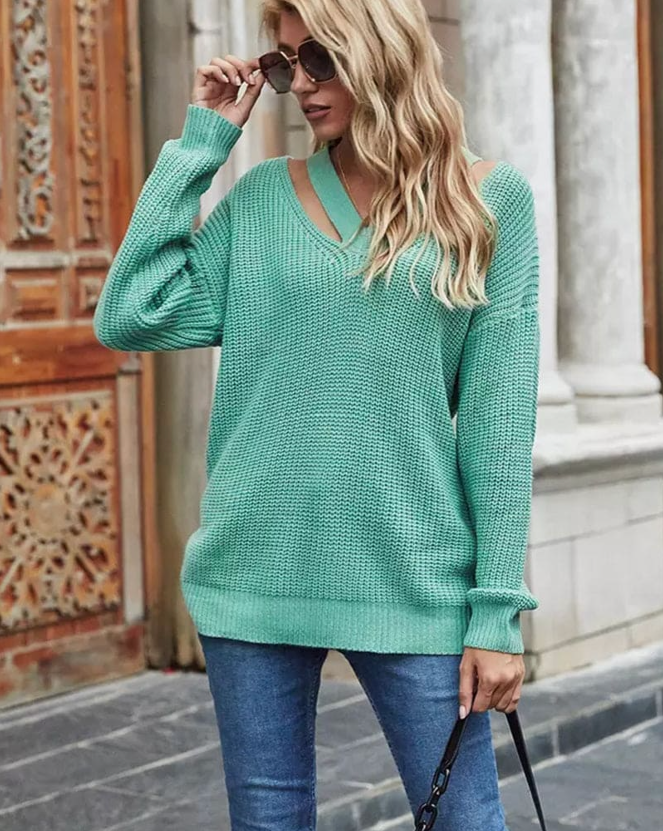 Pansy - Knitted Loose V-neck Sweater