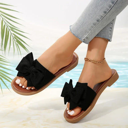 Cassy – Casual Bowknot Flat Slippers