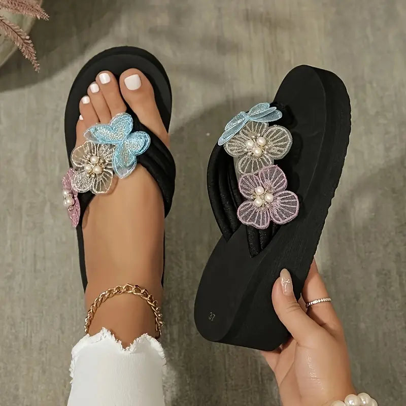 Verona – Floral Wedge Sandals