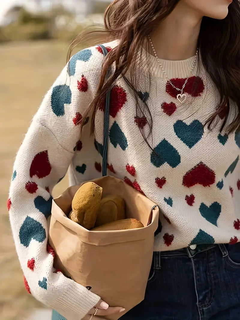 Vinny – Wool Heart Patterned Sweater