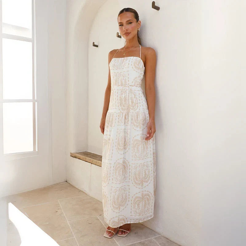 Aquila – Cotton Linen Halterneck Maxi Dress