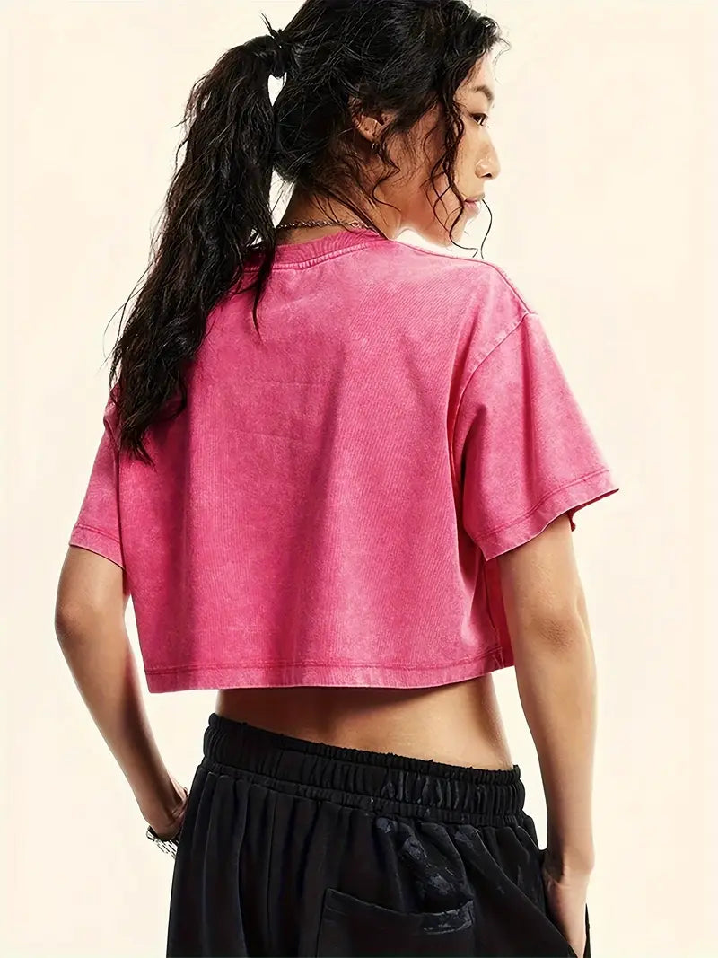 Lenore – Oversized Vintage Washed Crop T-Shirt