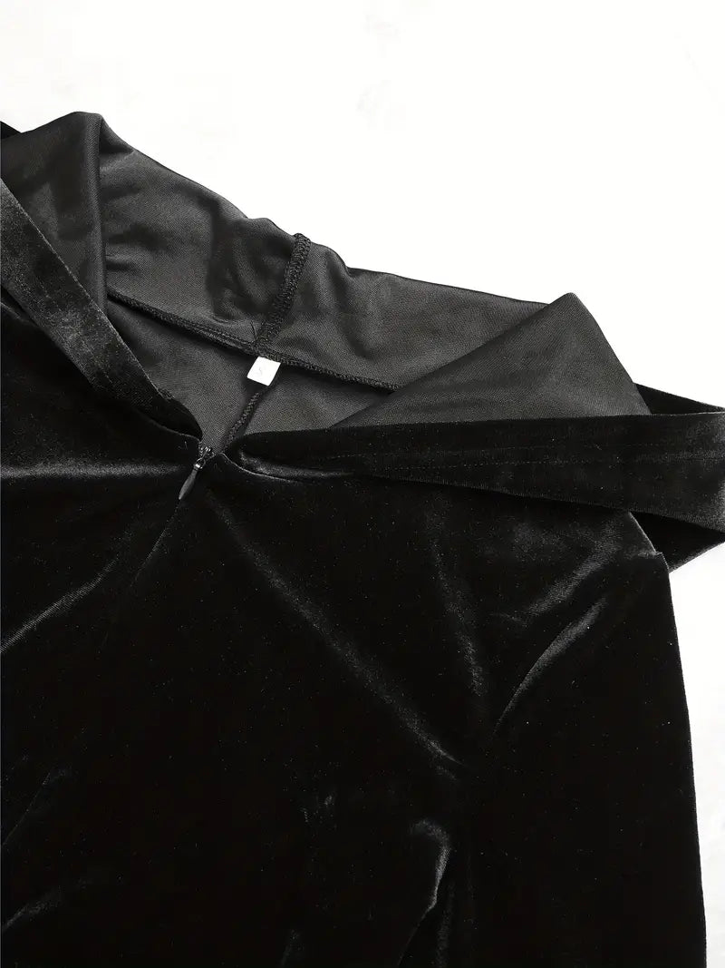 Mimi – Velvet Hooded Jumpsuit