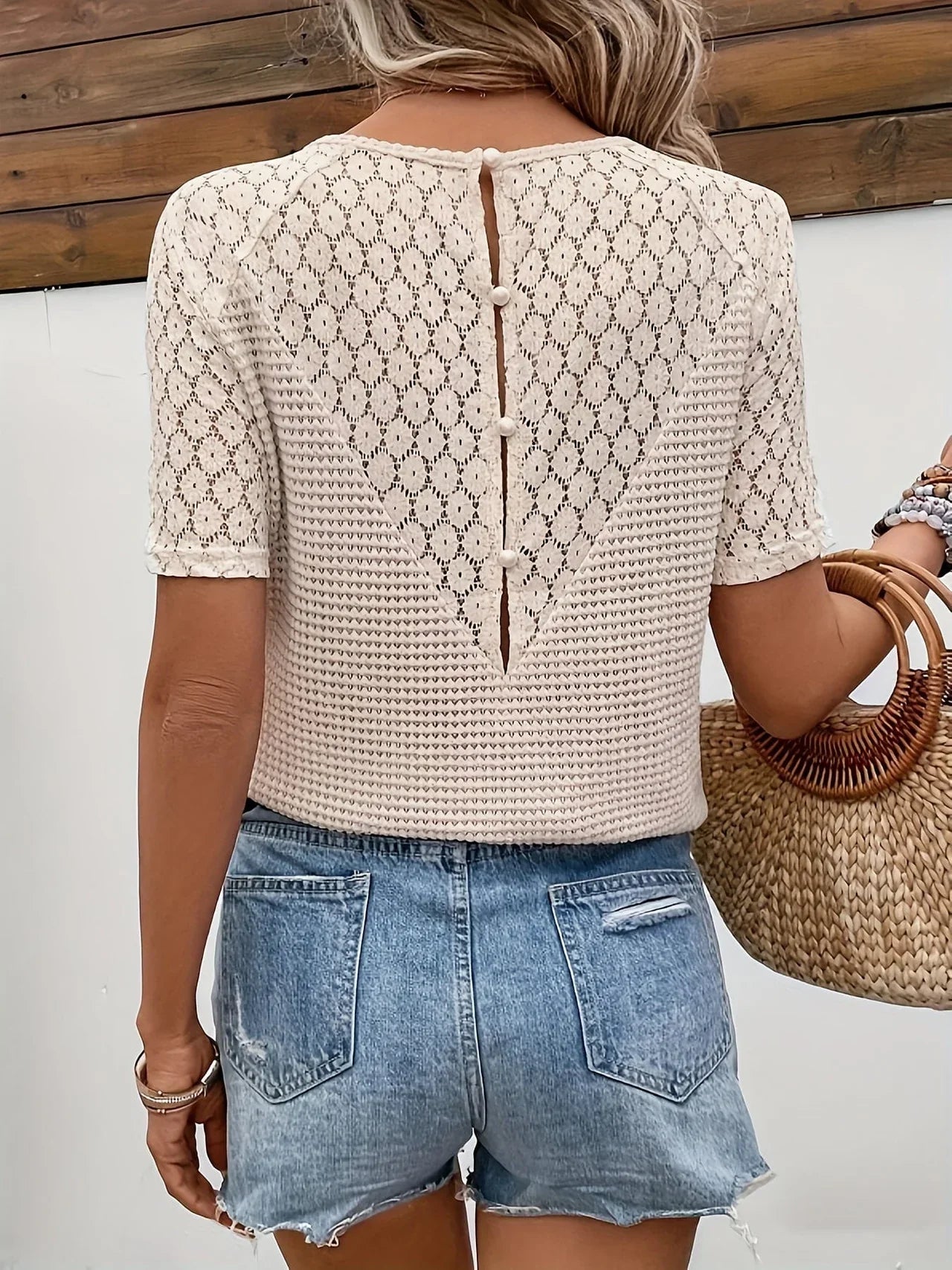 Rhowena – Knitted Cotton V-neck Top