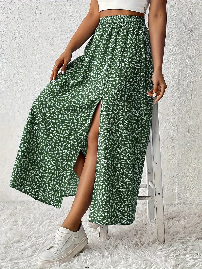 Aori – Elegant High-waisted Maxi Skirts with Floral Print