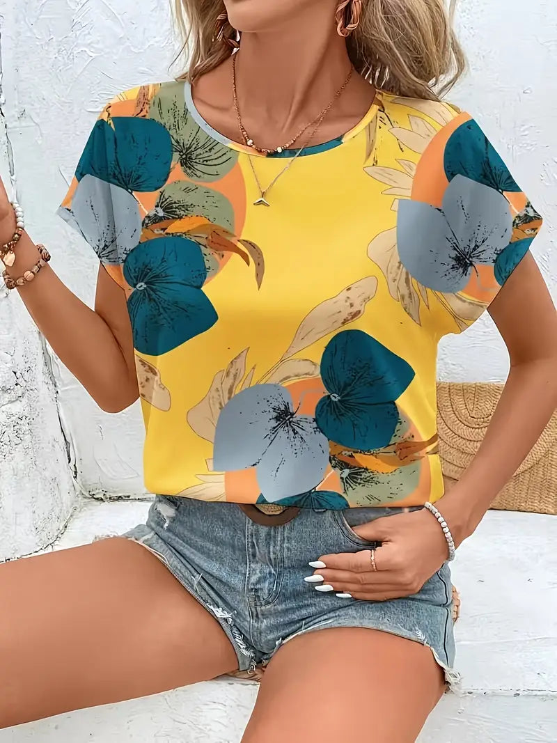 Amalthea – Round Neck Floral Print Blouse