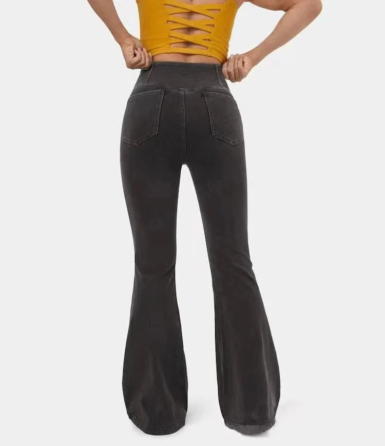 Lirra – High-waisted Stretch Flared Trousers