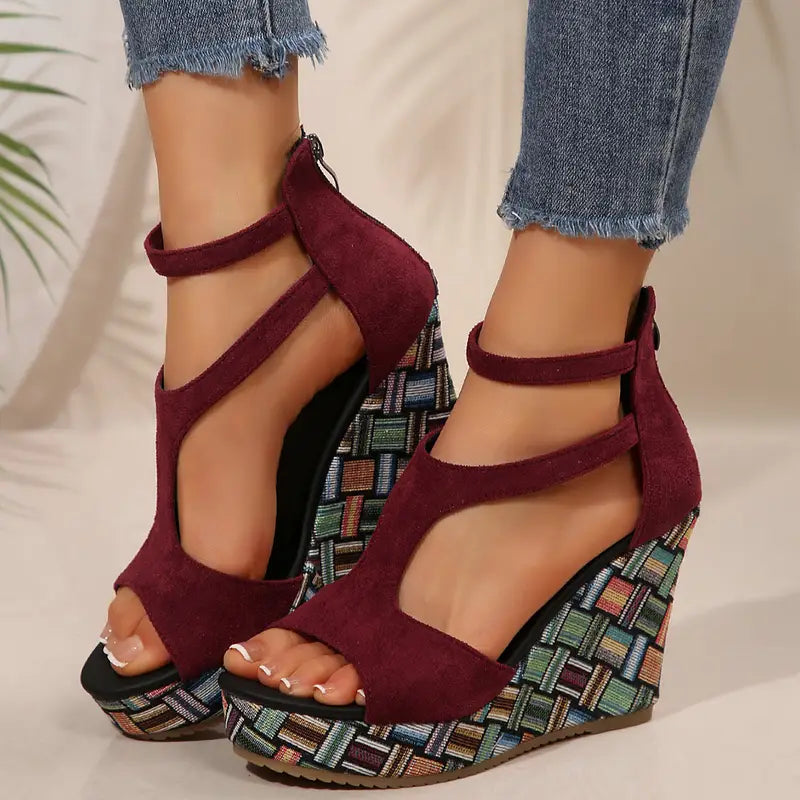 Marita – Geometric Platform Wedge Sandals