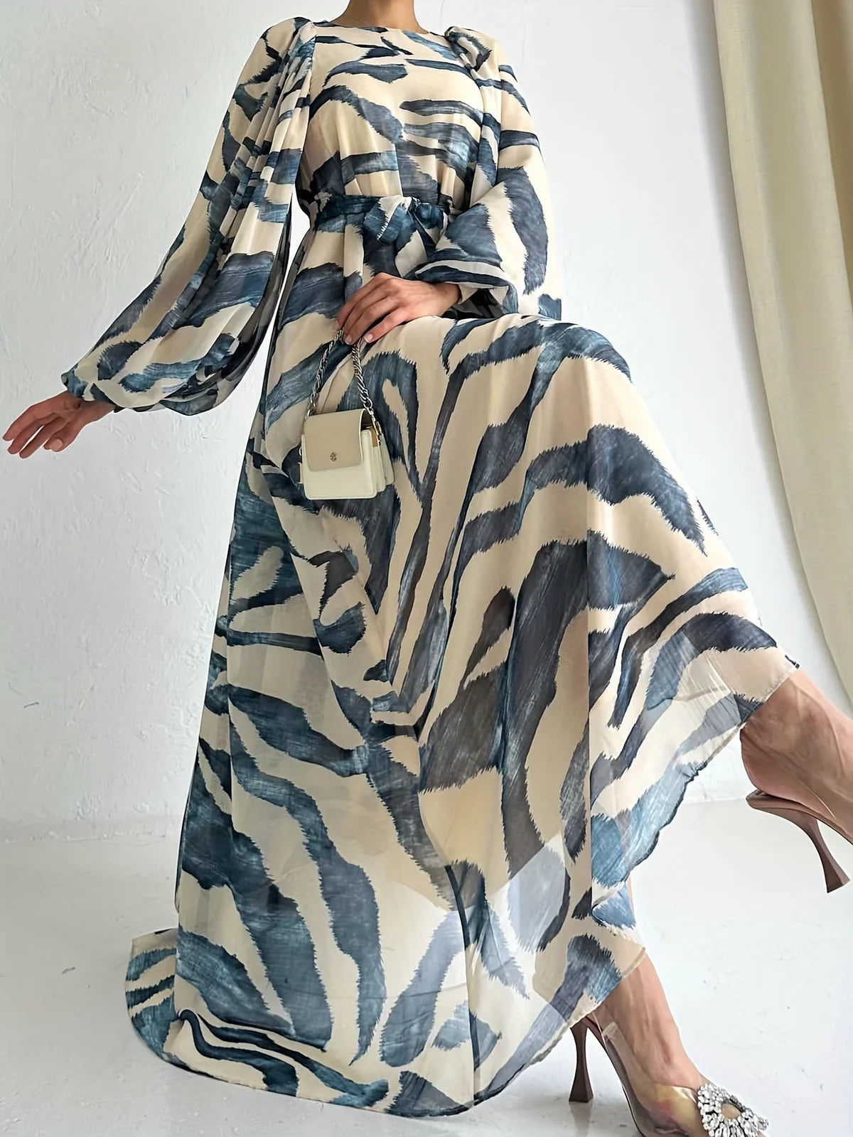 Elisire – Artistic Print Chiffon Maxi Dress