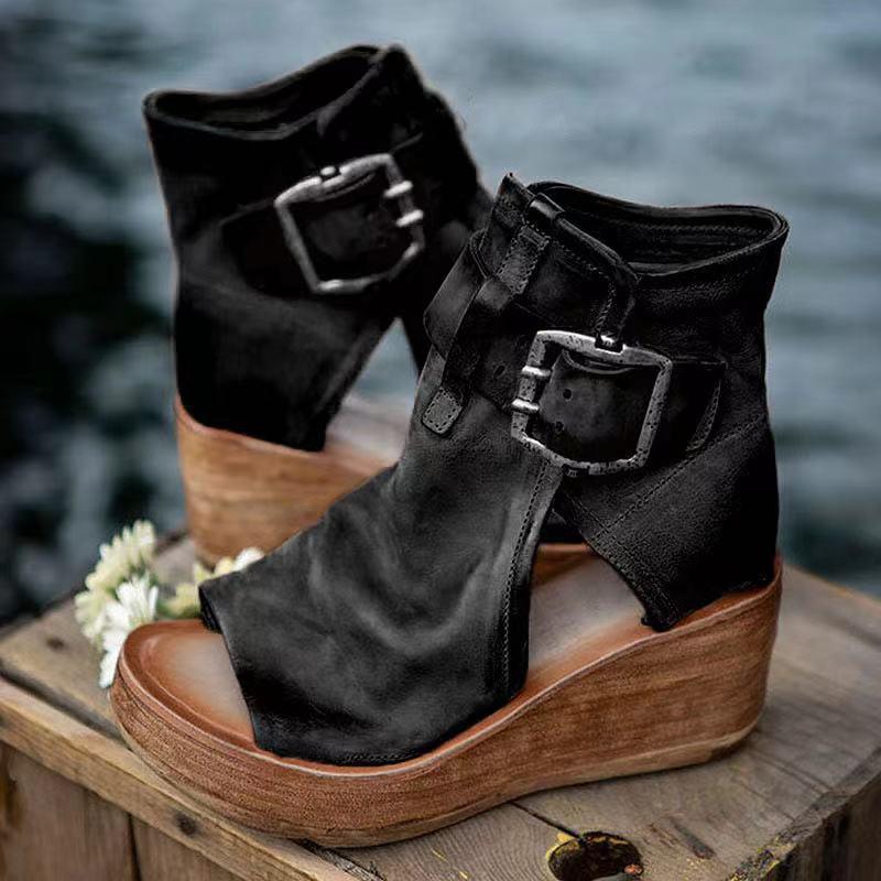Sivaya – Vintage Leather Wedge Sandals