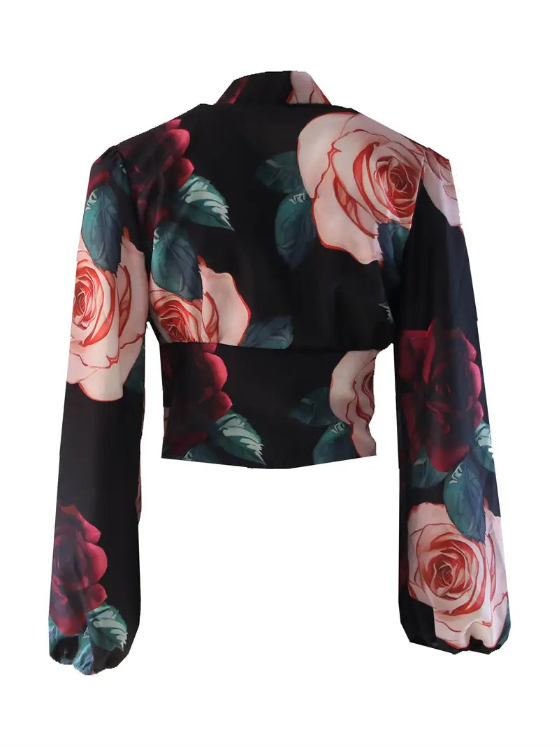 Ximena -Silk Floral Puff Sleeves Blouse
