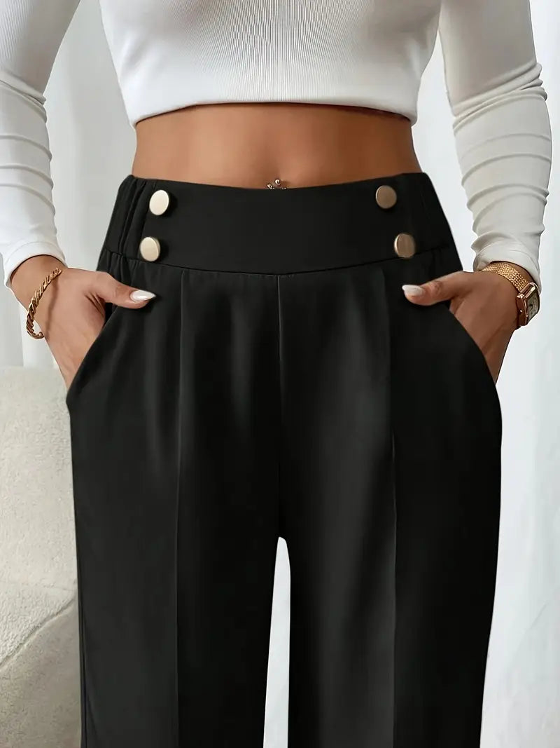 Lethoria – Elegant High-waisted Wide-leg Trousers