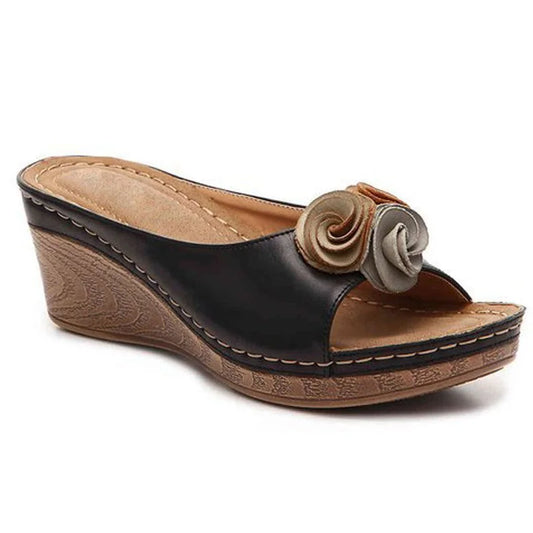 Vespera – Elegant Sandals with Floral Wedge Heel