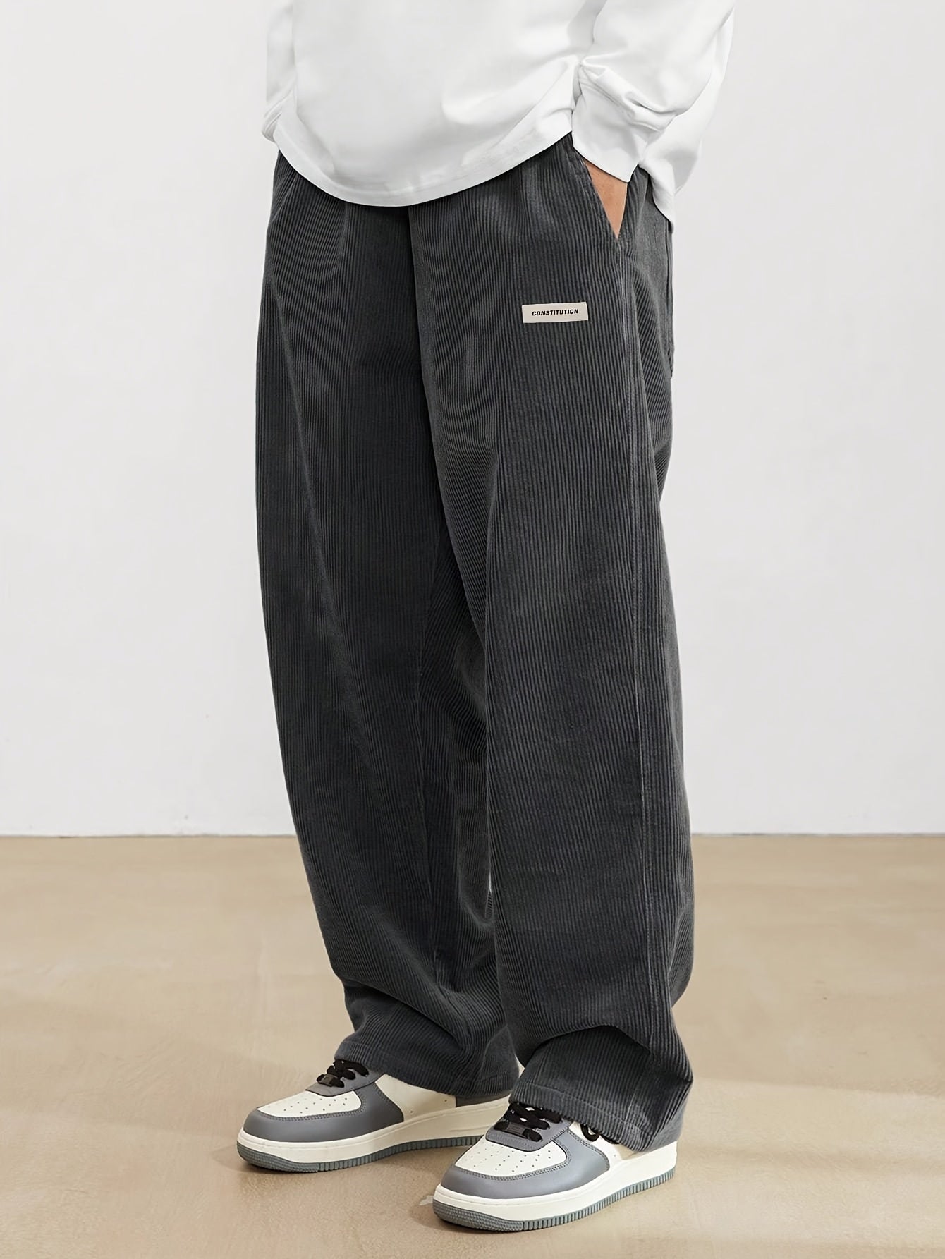 Men's Corduroy Pants with Pockets - Braun