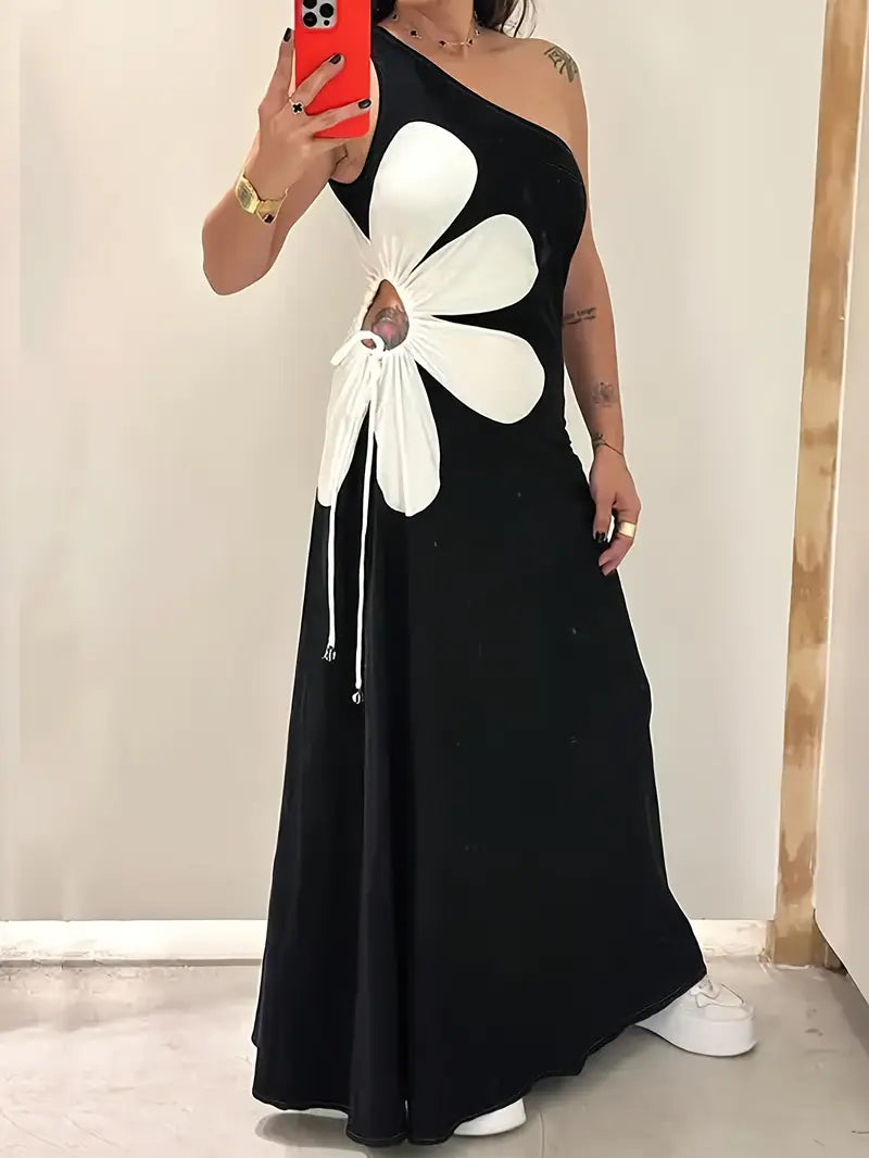 Serenelle – One-Shoulder Floral Maxi Dress