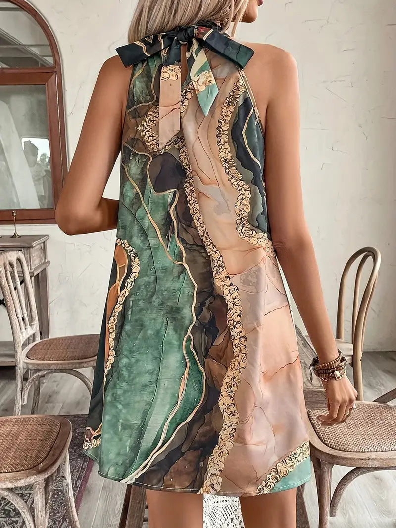 Dorhea – Artistic Halterneck Mini Dress