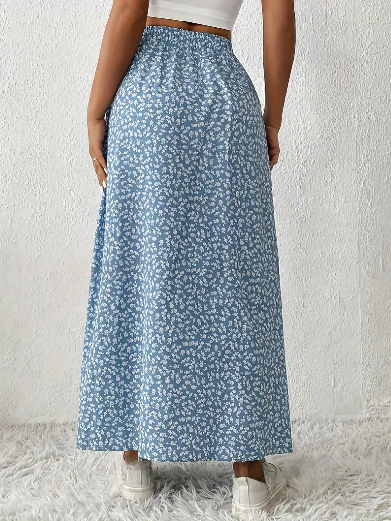 Aori – Elegant High-waisted Maxi Skirts with Floral Print