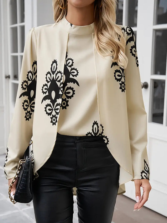 Veloria – Chic, High-neck Longline Blouse
