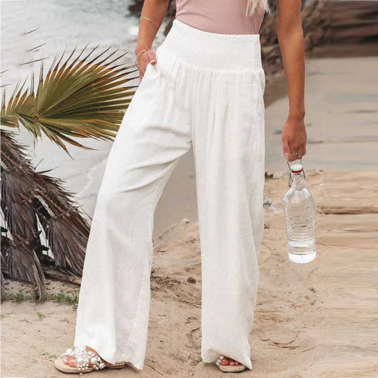Roswyn – High-quality Cotton Linen Wide-leg Trousers