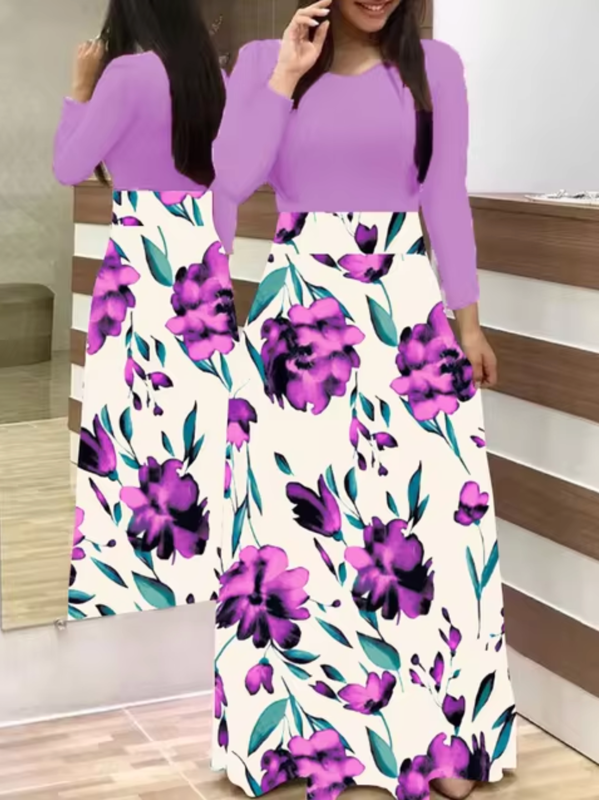 Cindy – Long Sleeve Floral Dress