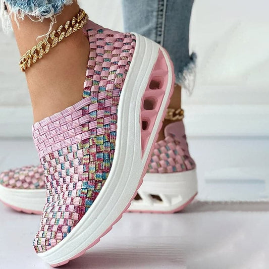 Noctiselle – Breathable Woven Platform Slip-on Sneakers