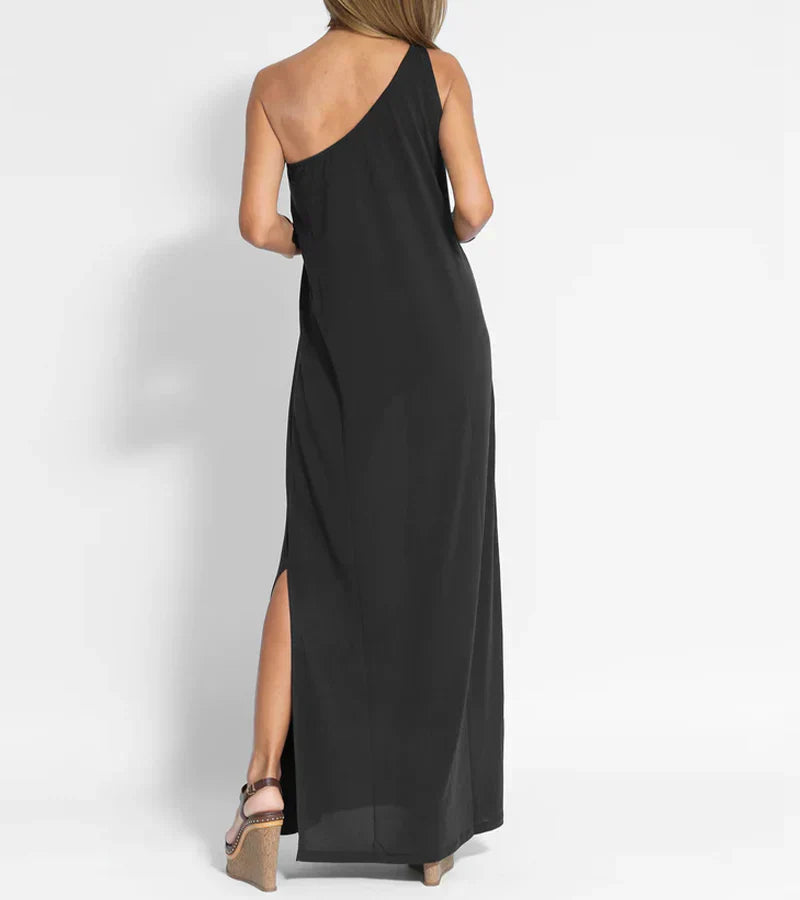 Marigold – Asymmetric One-shoulder Maxi Dress