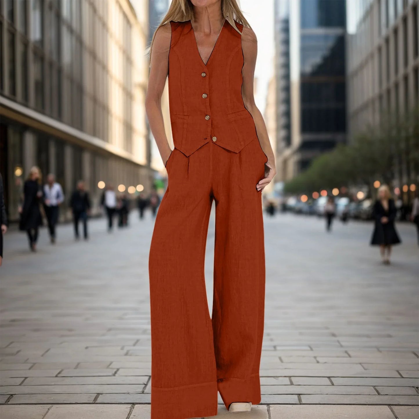 Soleil – Stylish Two-Piece Linen Suit Set