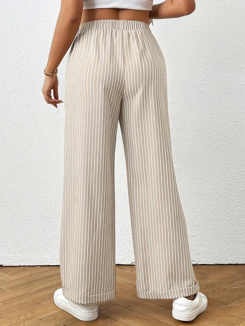 Zephirine – Stylish Wide Leg Trousers with Stripe Pattern