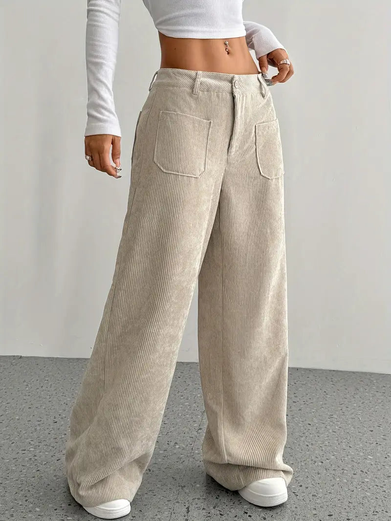 Ishbel – Cotton Corduroy Wide Leg Trousers