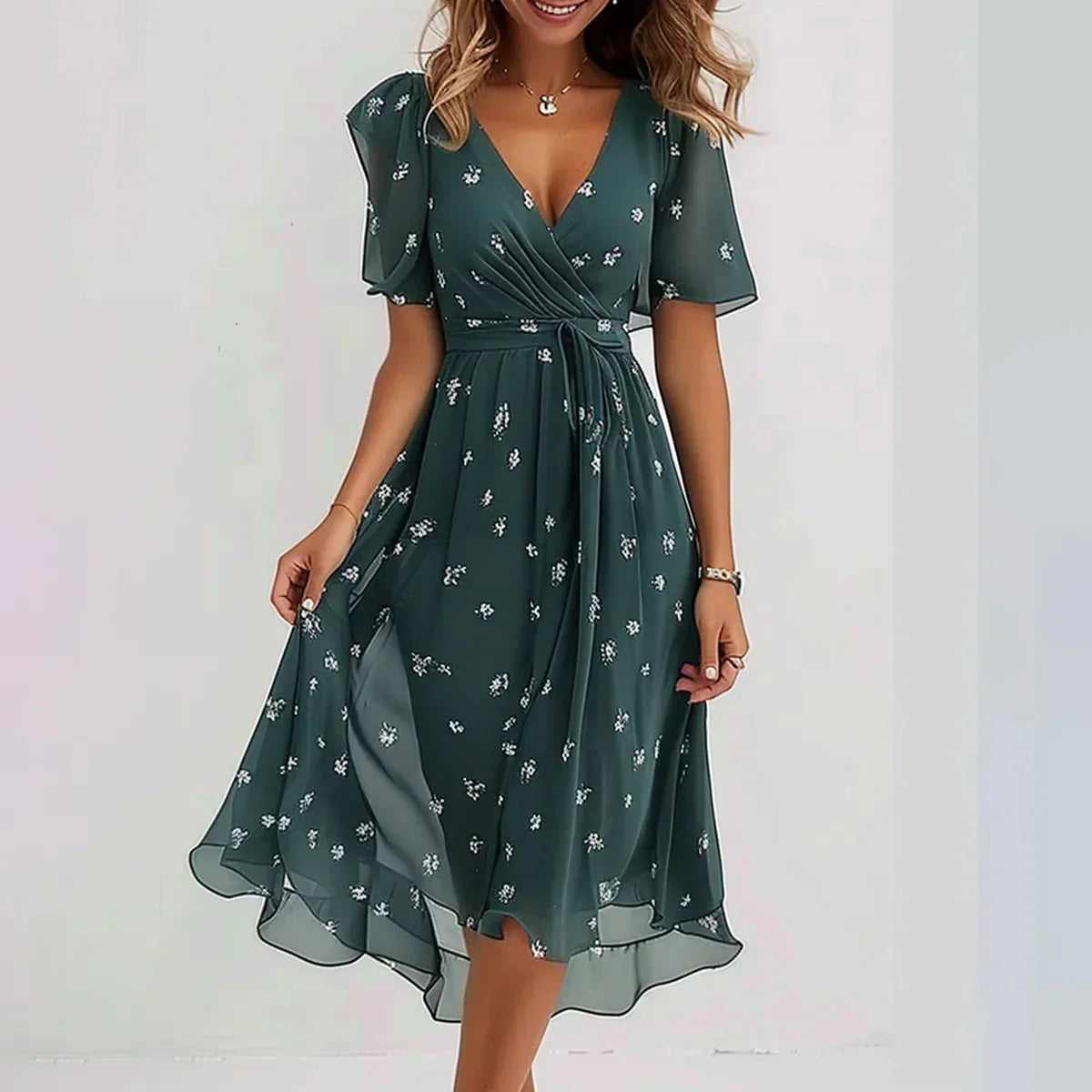 Sichelle – Airy Chiffon Printed Dress