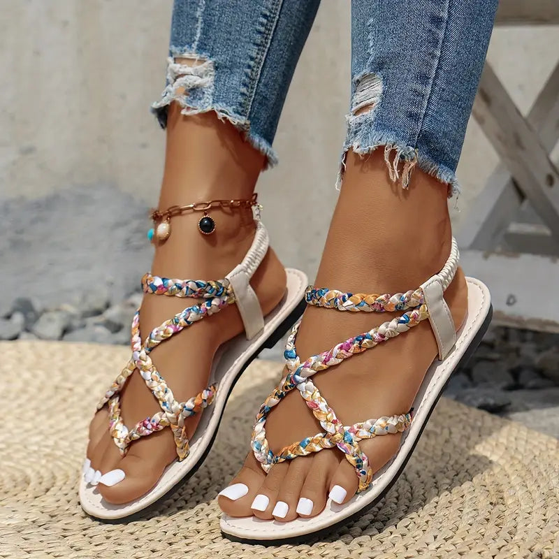 Ginavelle – Stylish Braided Multicolored Straps Sandals