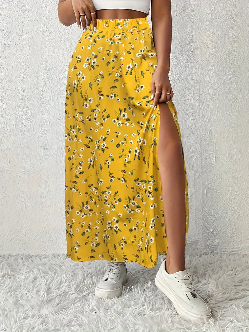 Louvina – Maxi Skirt with Floral Slit